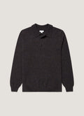 Men's Lambswool Knitted Polo Shirt in Midnight Navy Twist