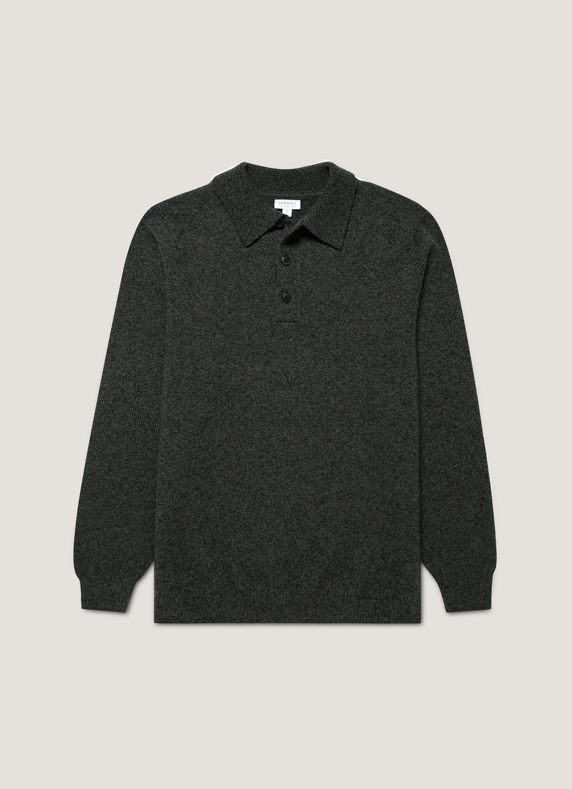 Men's Lambswool Polo Shirt in Dark Green Twist