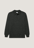 Men's Lambswool Knitted Polo Shirt in Dark Green Twist