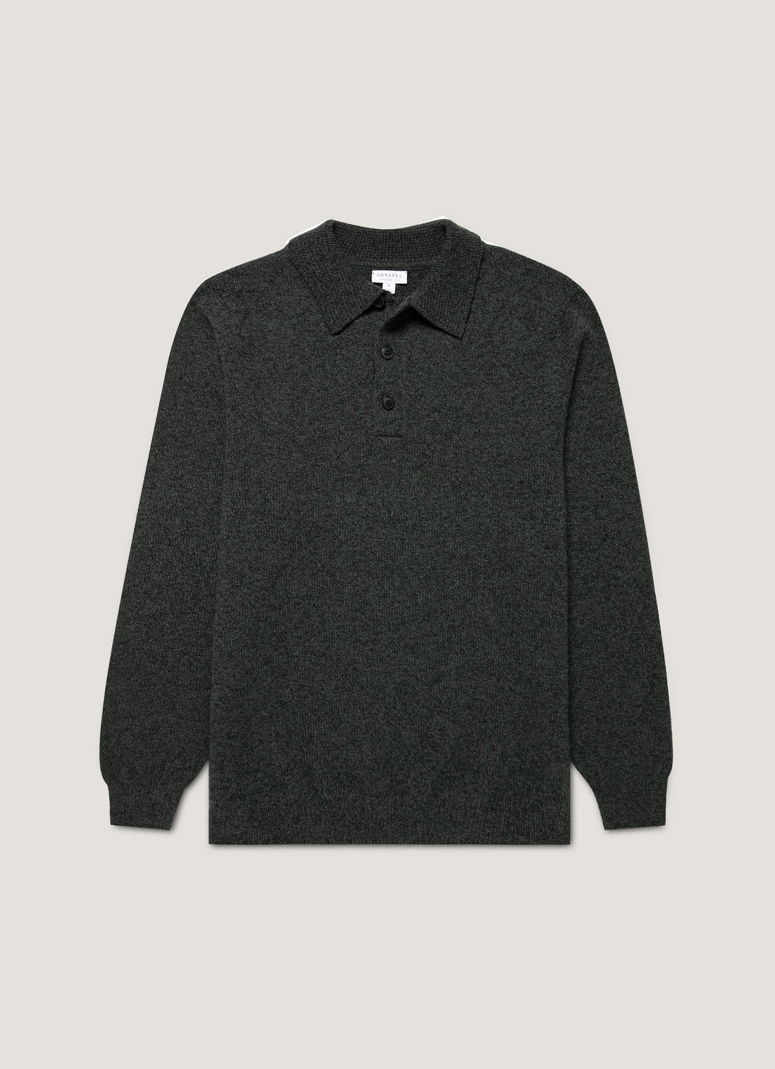 Men's Lambswool Polo Shirt in Dark Green Twist