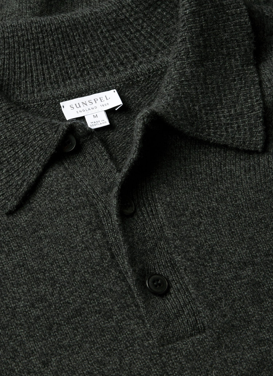 Men's Lambswool Polo Shirt in Dark Green Twist