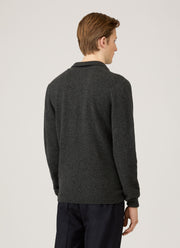 Men's Lambswool Knitted Polo Shirt in Dark Green Twist