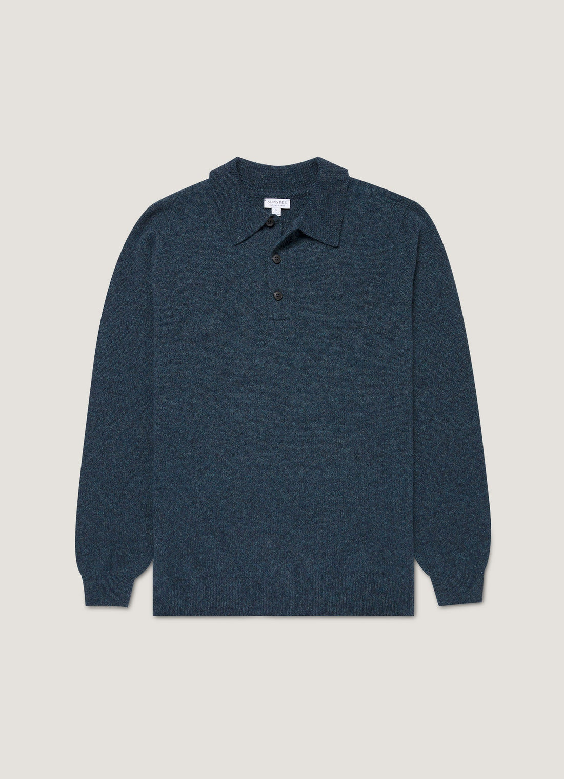 Men's Lambswool Polo Shirt in Dark Petrol Twist