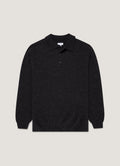 Men's Lambswool Knitted Polo Shirt in Charcoal Melange