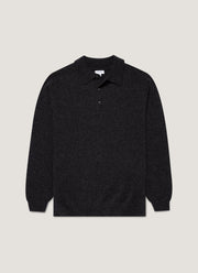 Men's Lambswool Knitted Polo Shirt in Charcoal Melange