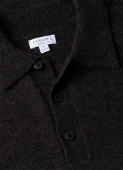 Men's Lambswool Knitted Polo Shirt in Charcoal Melange