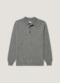 Men's Lambswool Knitted Polo Shirt in Mid Grey Melange