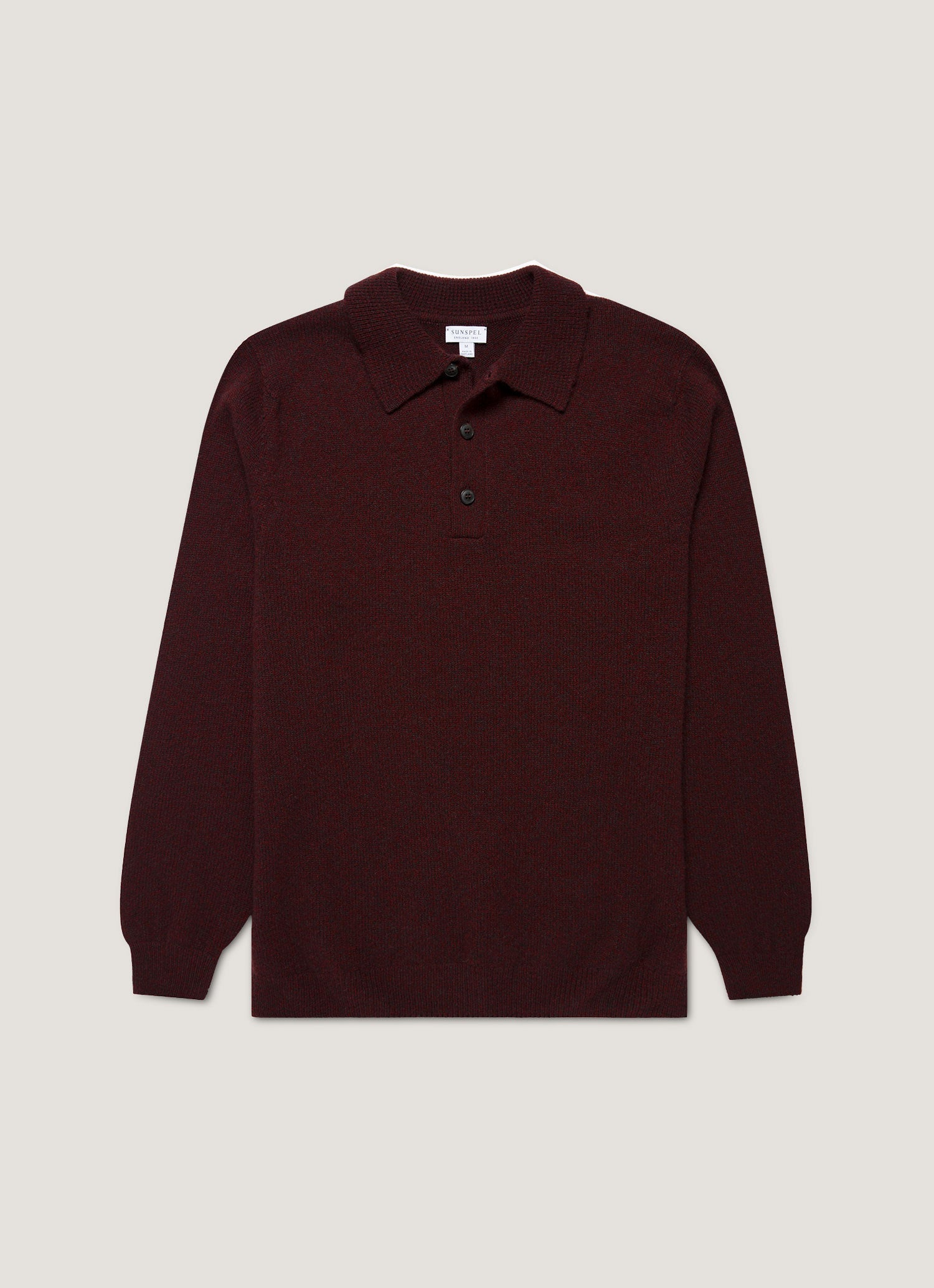 Men's Lambswool Knitted Polo Shirt in Bakelite Twist | Sunspel