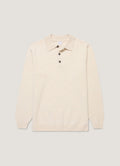 Men's Lambswool Knitted Polo Shirt in Oatmeal Melange