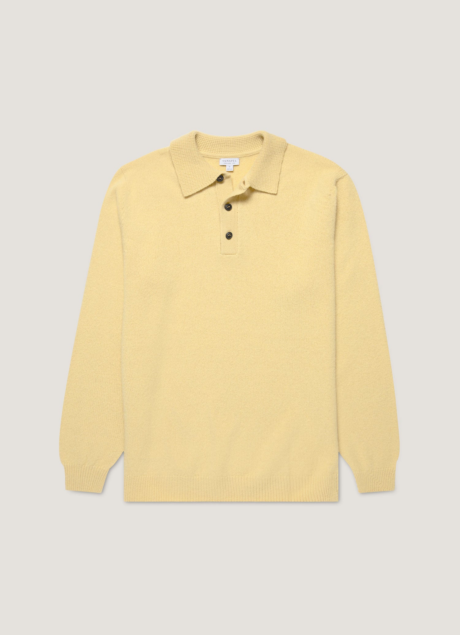 Men's Lambswool Polo Shirt in Dusty Yellow | Sunspel