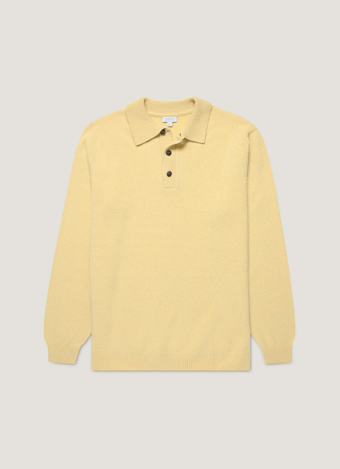 Men's Lambswool Polo Shirt in Dusty Yellow