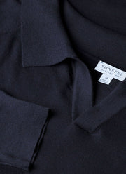 Men's Sea Island Cashmere Polo Shirt in Midnight Navy