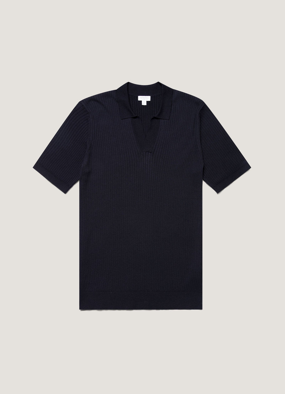 Men's Fine Rib Silk Cotton Polo in Navy