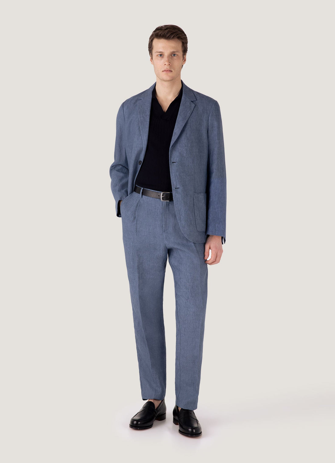 Men's Fine Rib Silk Cotton Polo Shirt in Navy