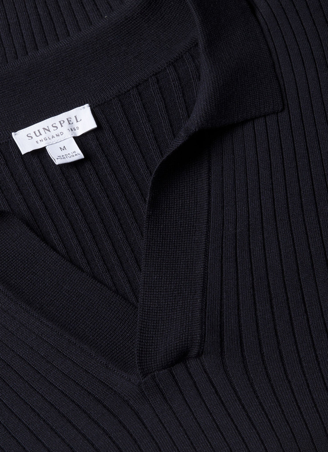 Men's Fine Rib Silk Cotton Polo in Navy