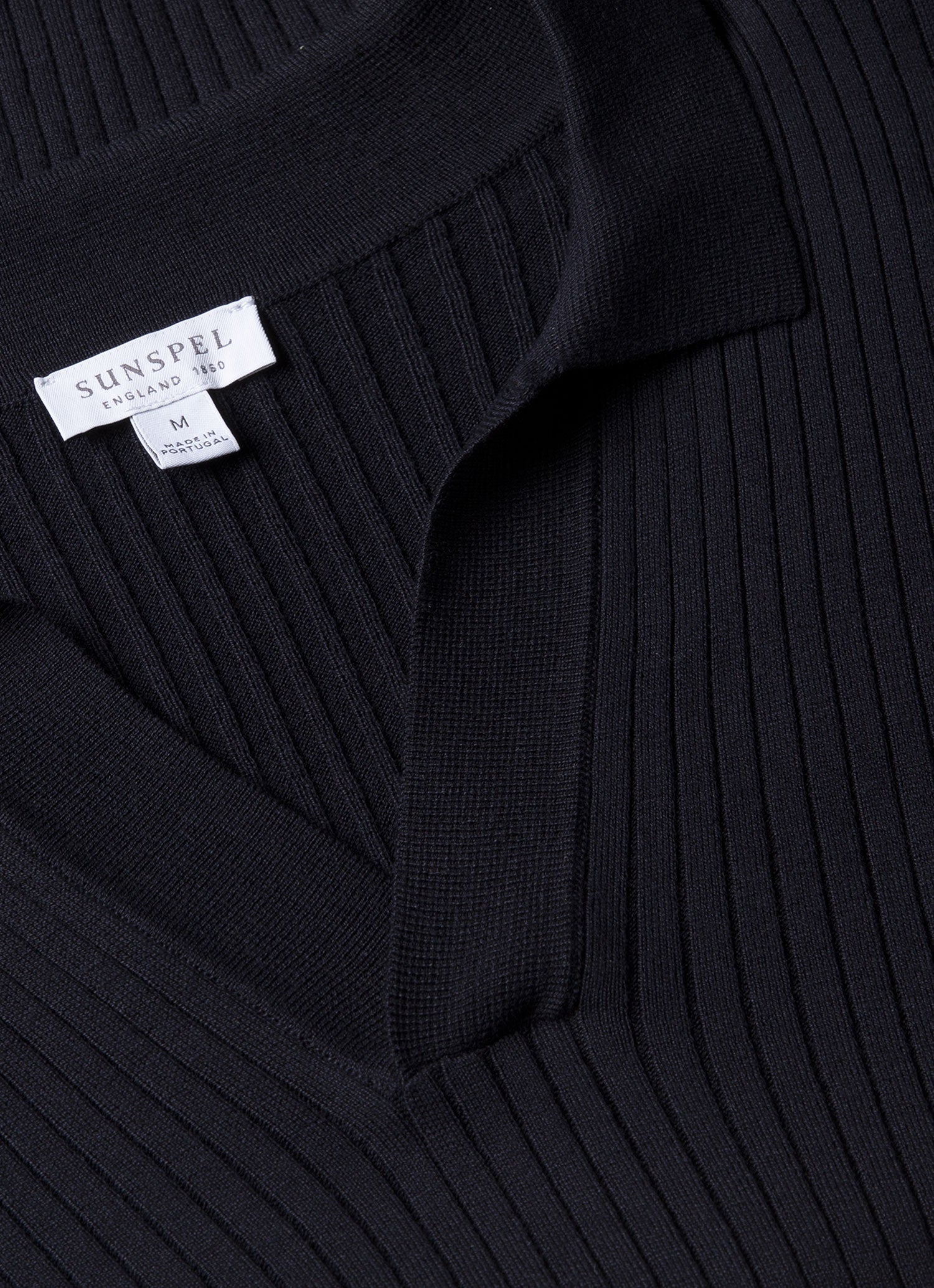 Men's Fine Rib Silk Cotton Polo in Navy