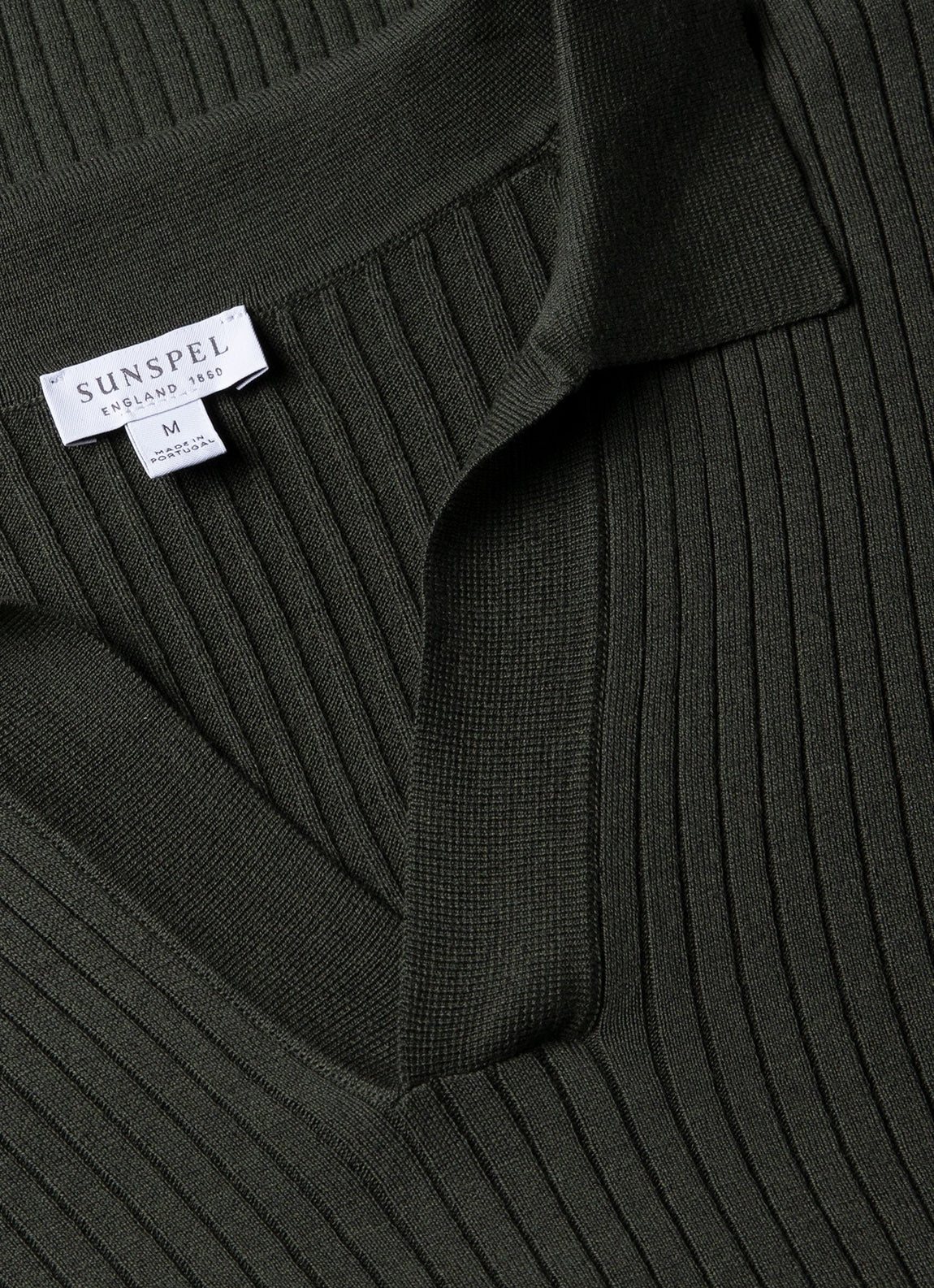 Men's Fine Rib Silk Cotton Polo in Dusk Green