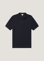 Men's Compact Mesh Knit Polo Shirt in Navy