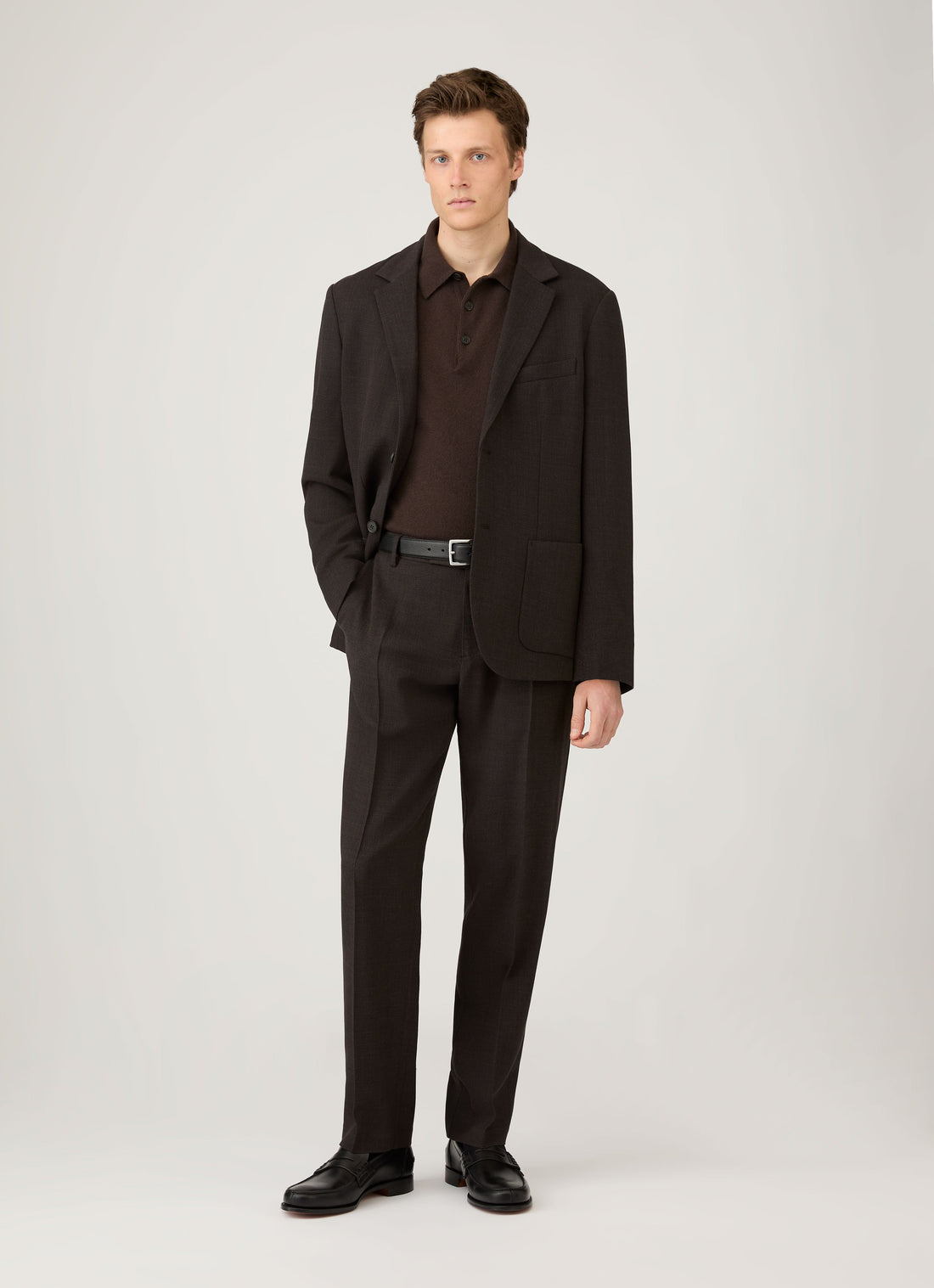 Men's Cashmere Polo Shirt in Truffle