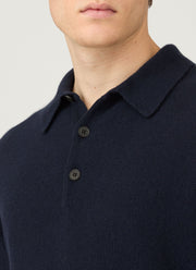 Men's Cashmere Polo Shirt in Navy