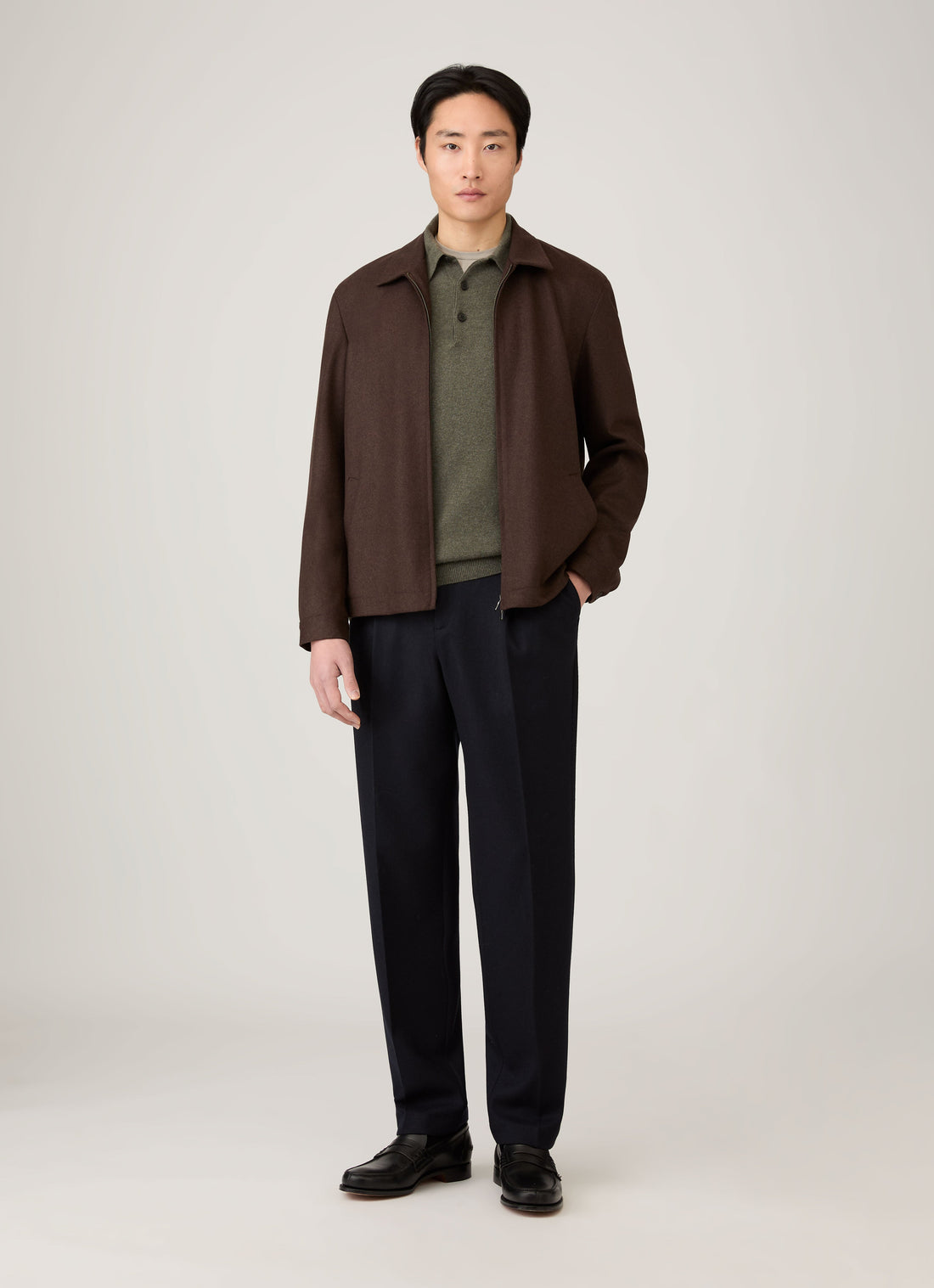 Men's Cashmere Polo Shirt in Khaki