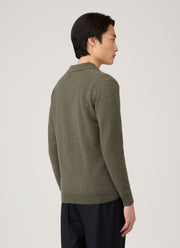 Men's Cashmere Polo Shirt in Khaki