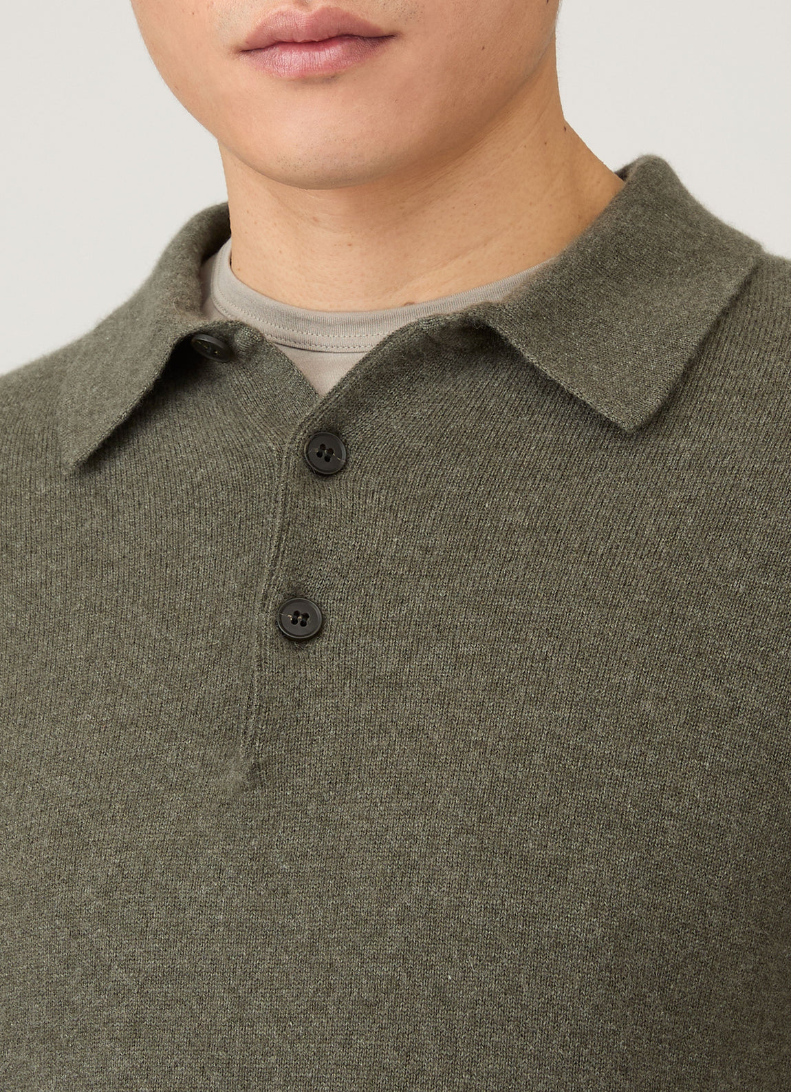 Men's Cashmere Polo Shirt in Khaki