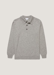 Men's Cashmere Polo Shirt in Grey Melange
