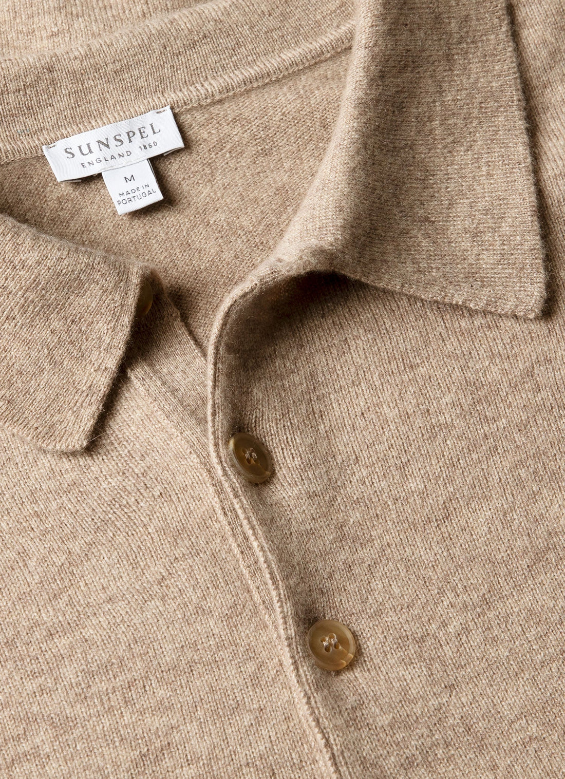 Men's Cashmere Polo Shirt in Oatmeal Melange