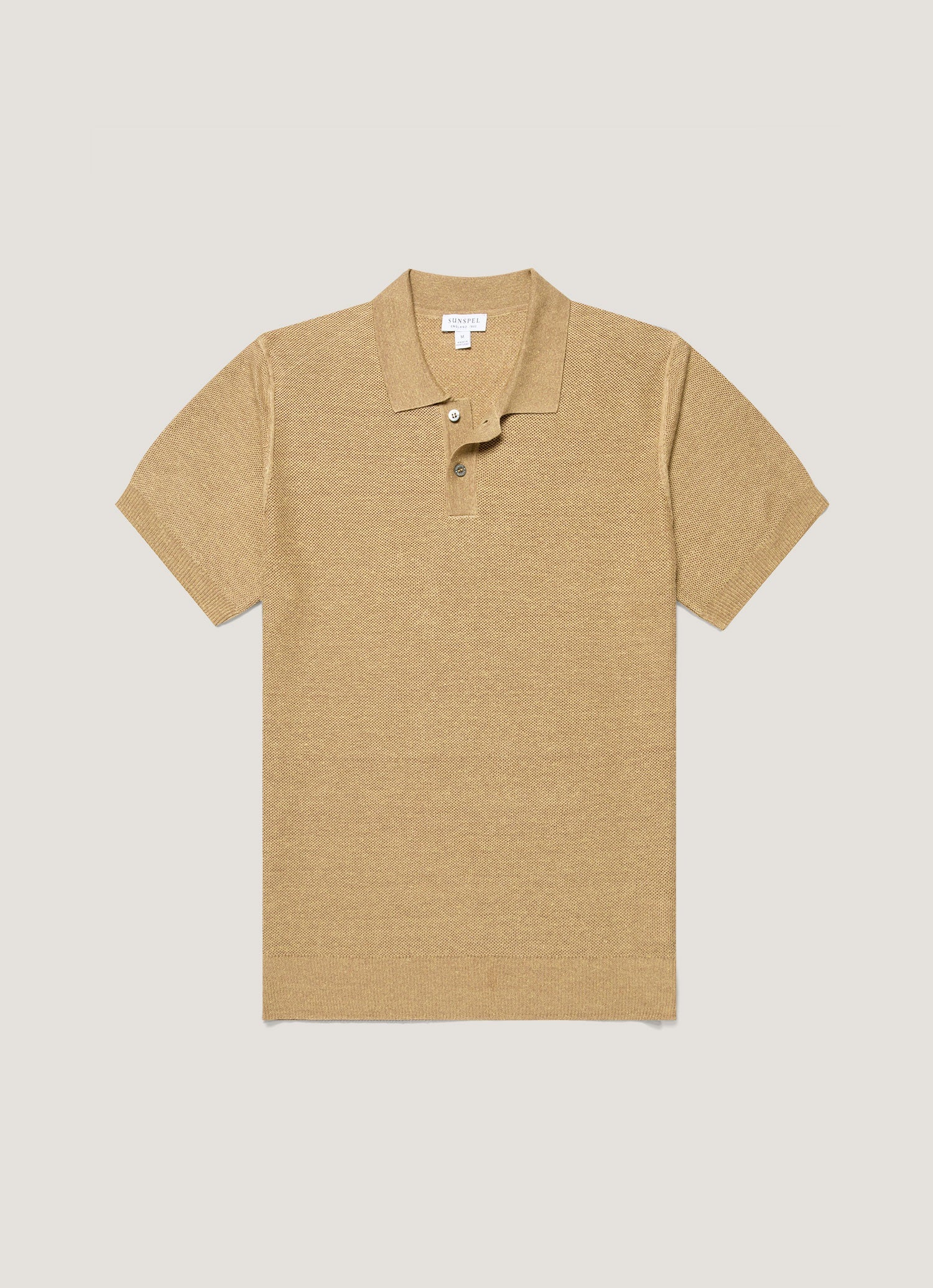 Men's Silk Linen Honeycomb Polo in Hazelwood | Sunspel