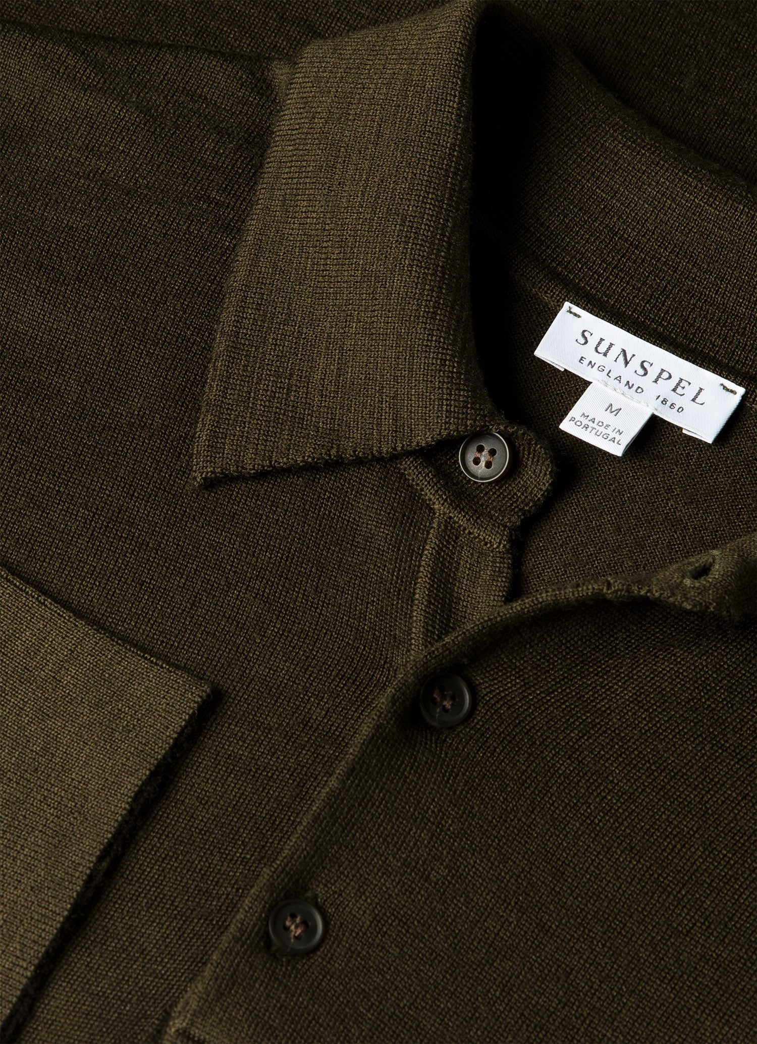 Men's Extra-Fine Merino Knitted Polo Shirt in Loden Green