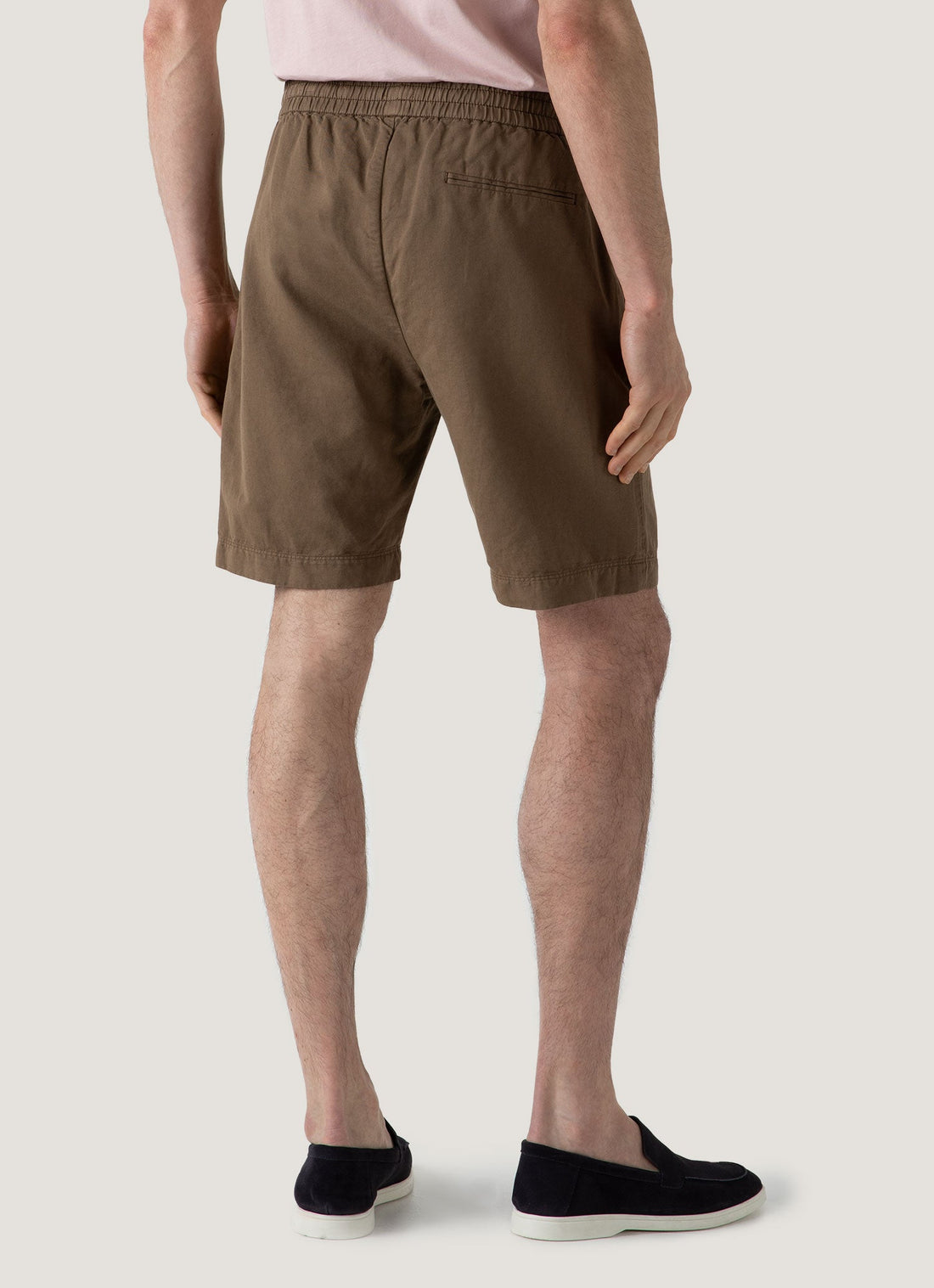 Men's Cotton Linen Drawstring Shorts in Dark Tan