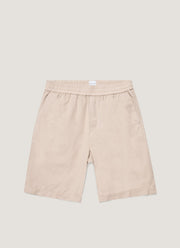 Men's Cotton Linen Drawstring Shorts in Light Sand