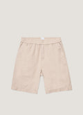 Men's Cotton Linen Drawstring Shorts in Light Sand