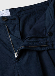 Men's Pleated Seersucker Short in Navy