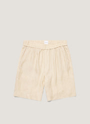Men's Linen Drawstring Short in Light Sand