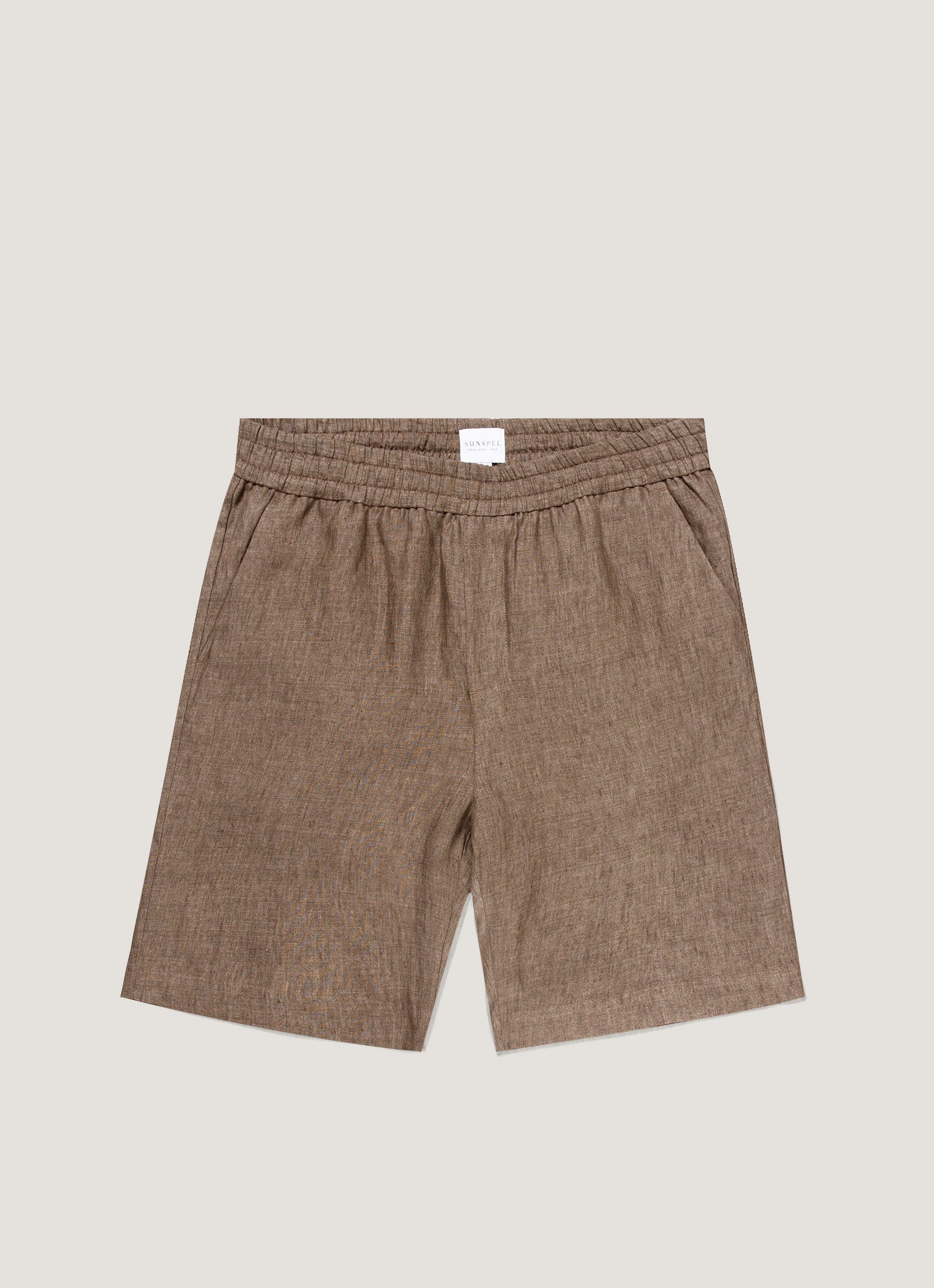 Men's Linen Drawstring Short in Dark Walnut | Sunspel