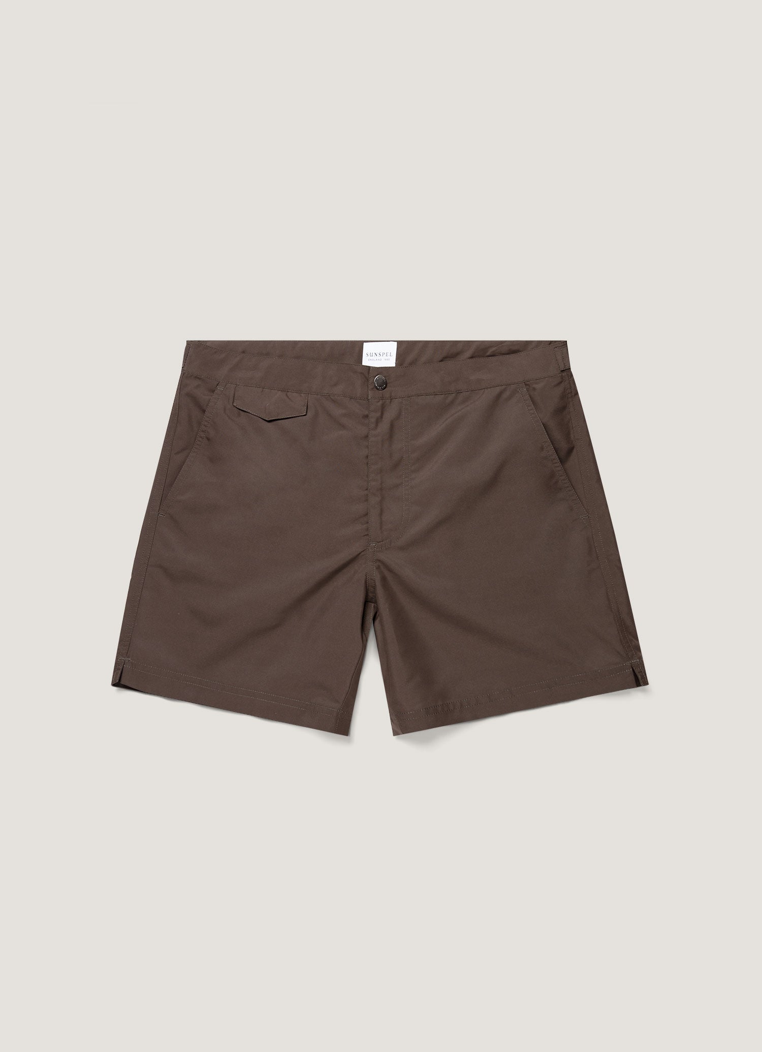 Men's Tailored Swim Shorts in Dark Walnut | Sunspel