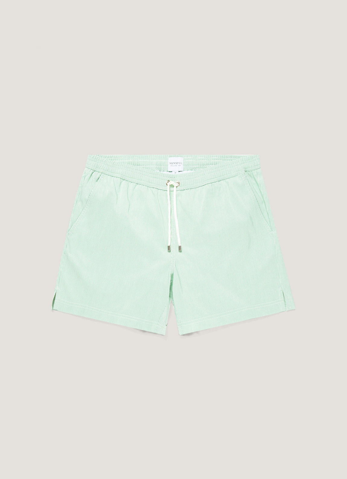 Men's Drawstring Swim Shorts in Bright Green/White