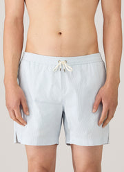 Men's Drawstring Swim Shorts in Sky Blue/White