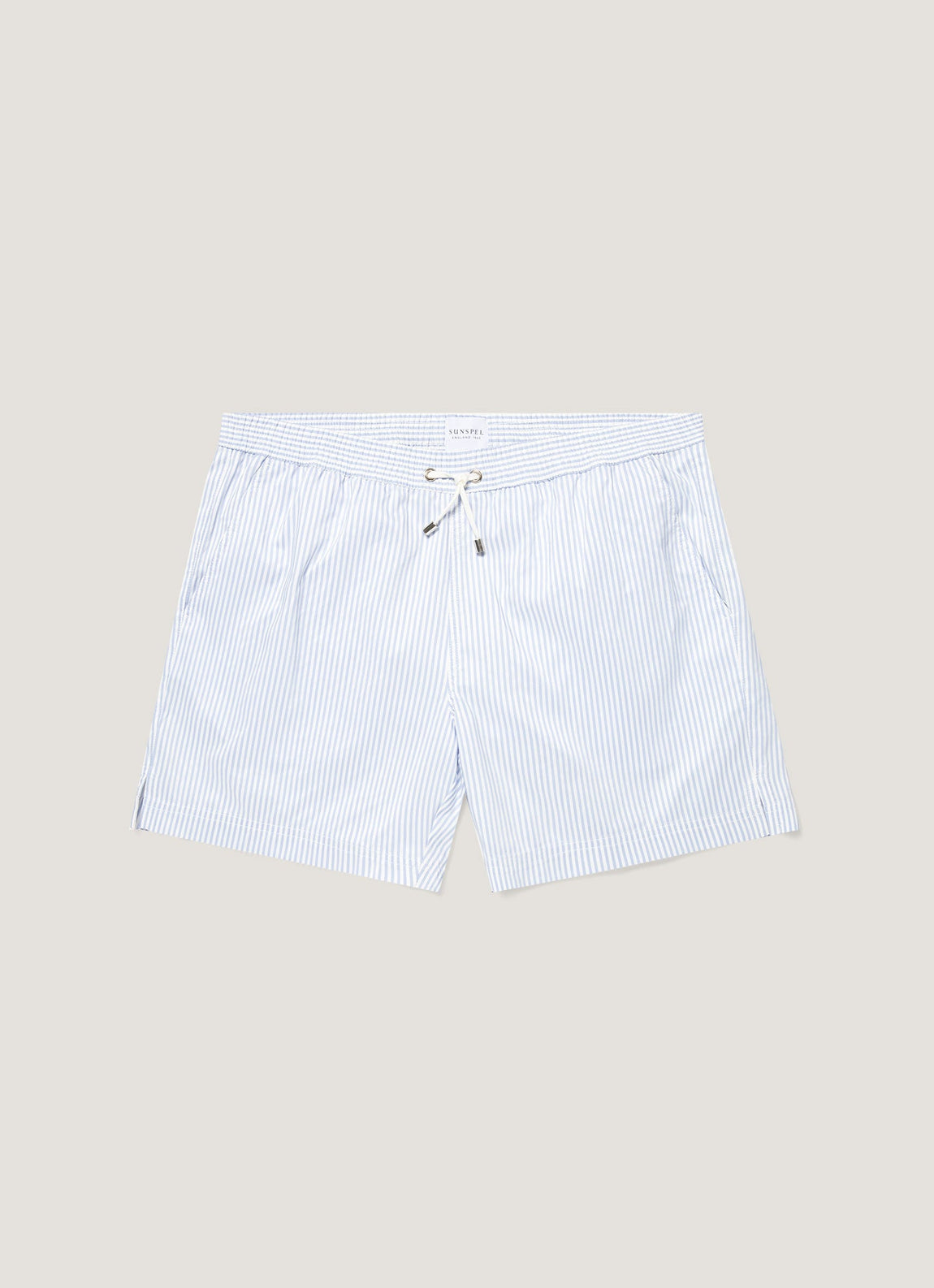 Men's Drawstring Swim Shorts in White/Cool Blue