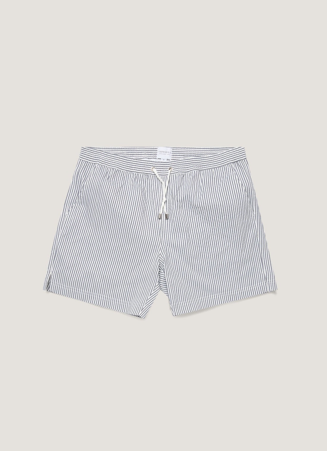 Men's Drawstring Swim Shorts in Navy/White