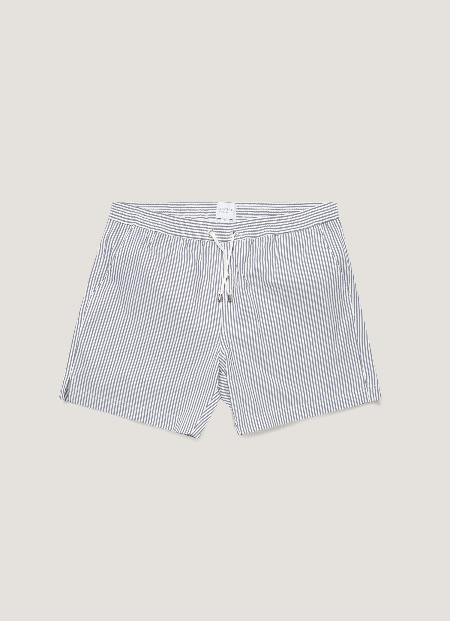 Men's Drawstring Swim Shorts in Navy/White