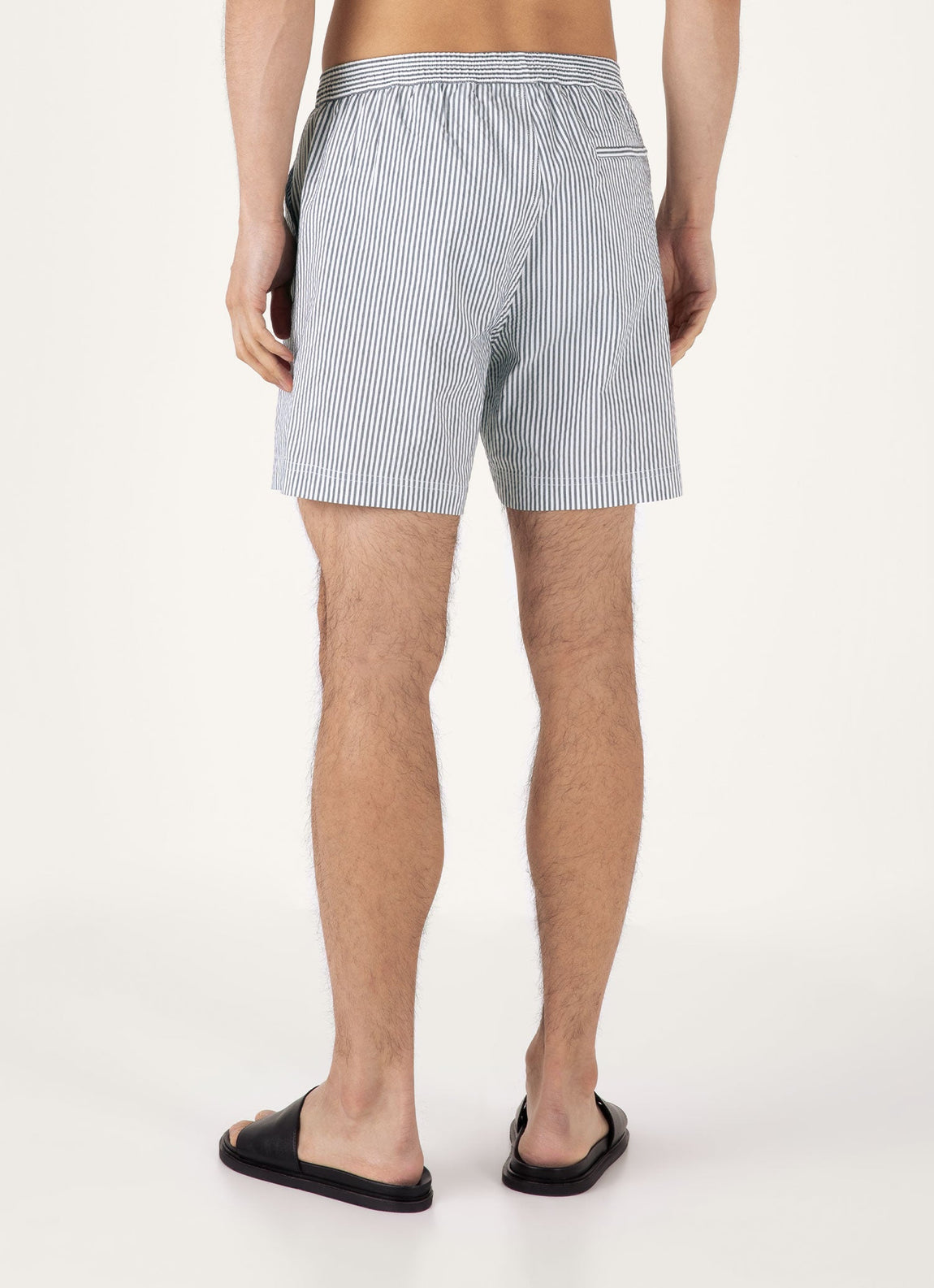 Men's Drawstring Swim Shorts in Navy/White