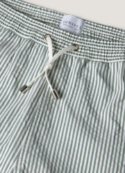 Men's Drawstring Swim Shorts in Dusk Green/White