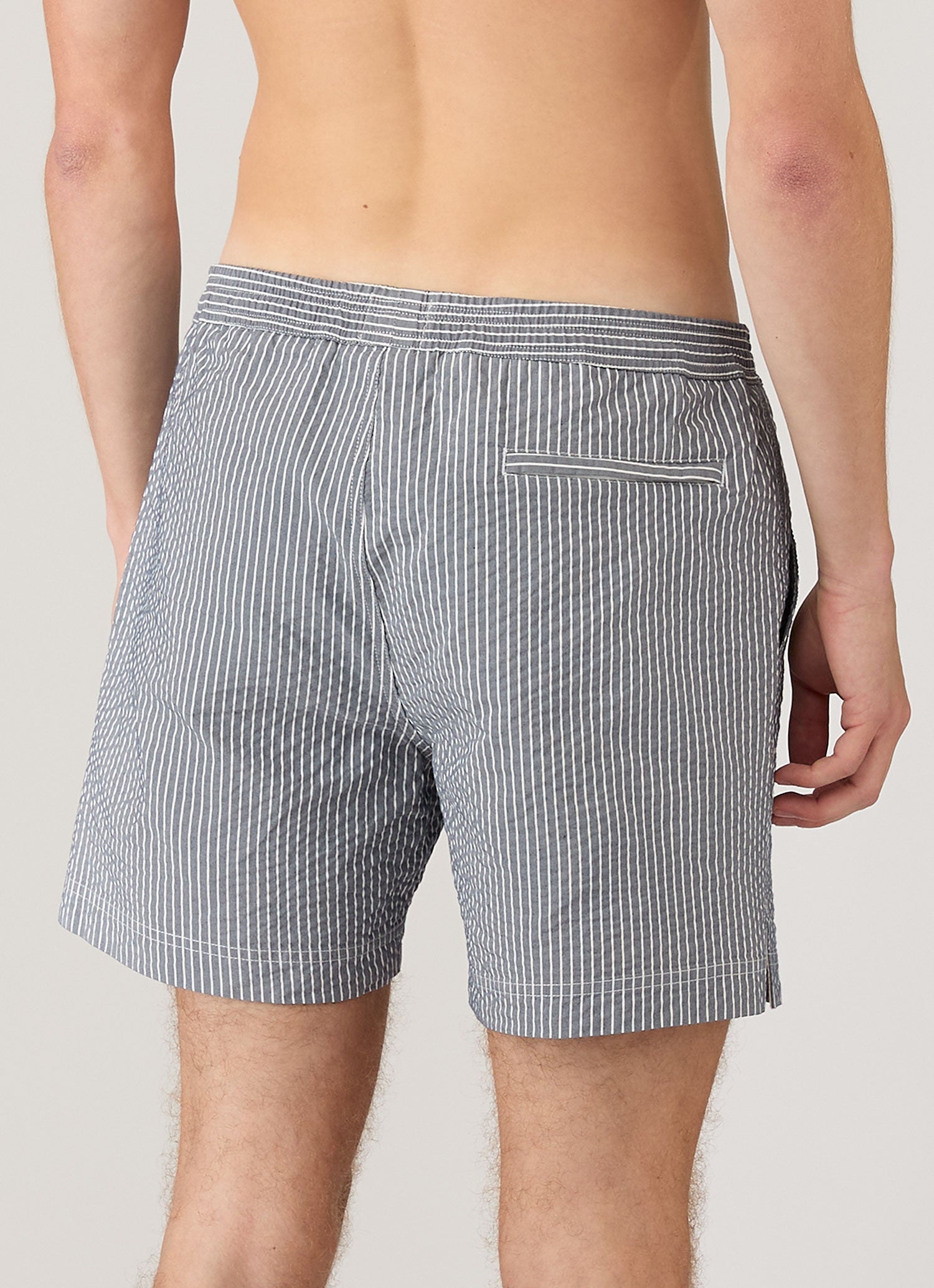 Men's Seersucker Swim Shorts in Navy/White