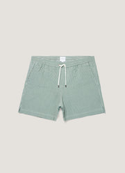 Men's Seersucker Swim Shorts in Bright Green/White