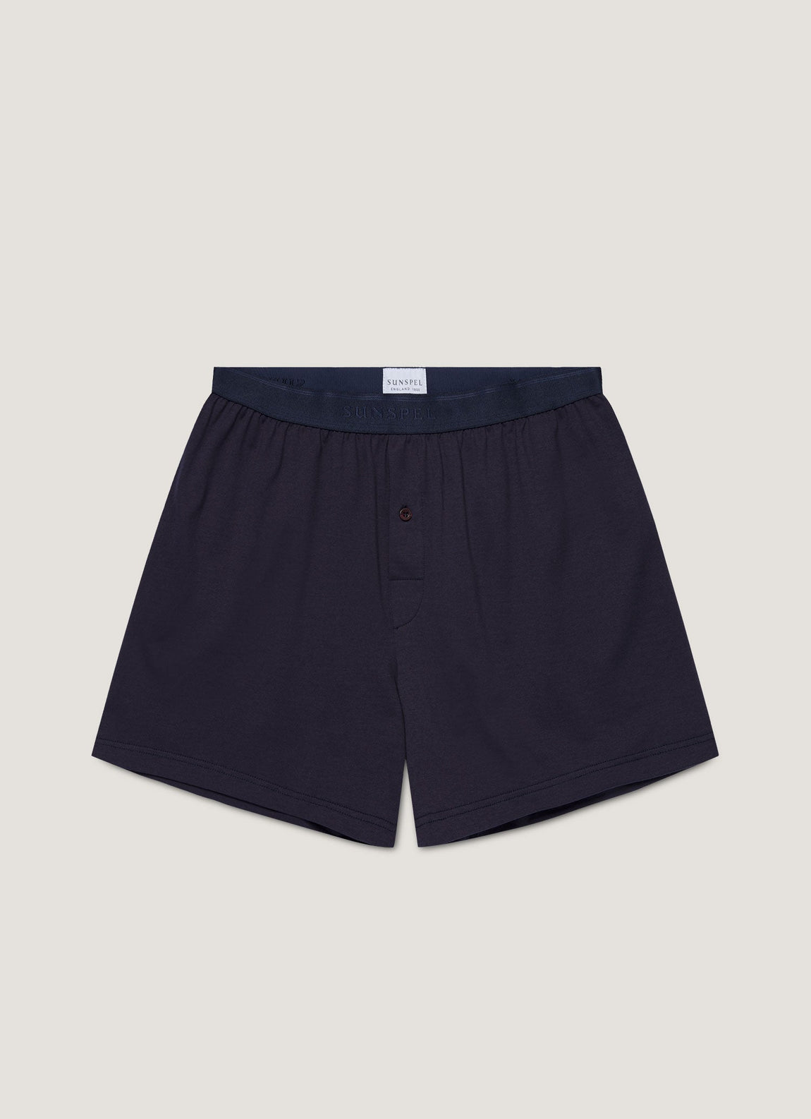 Men's Superfine Cotton One-Button Boxer Shorts in Navy