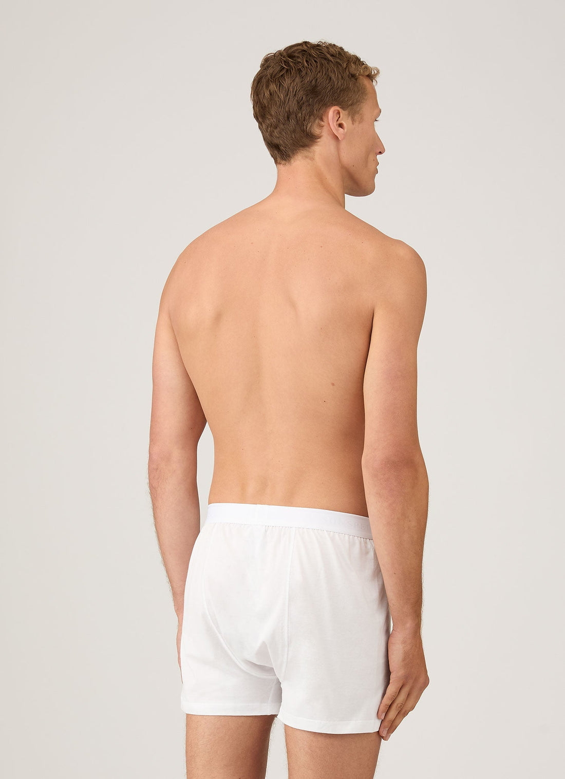 Men's Superfine Cotton One-Button Boxer Short in White