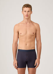 Men's Superfine Cotton Two-Button Boxer Briefs in Navy